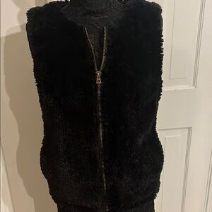 Dylan Black Plush Vest with High Neckline
